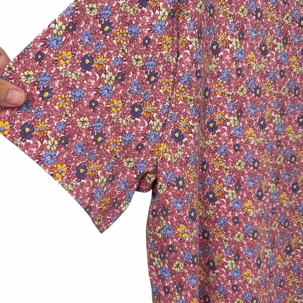 J. Crew Pink Floral Short Sleeve Polo Shirt Sz Large